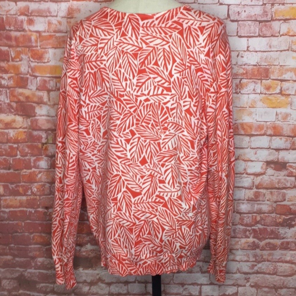 Eddie Bauer Orange and White Button Down  Cardigan Sweater - Picture 5 of 9